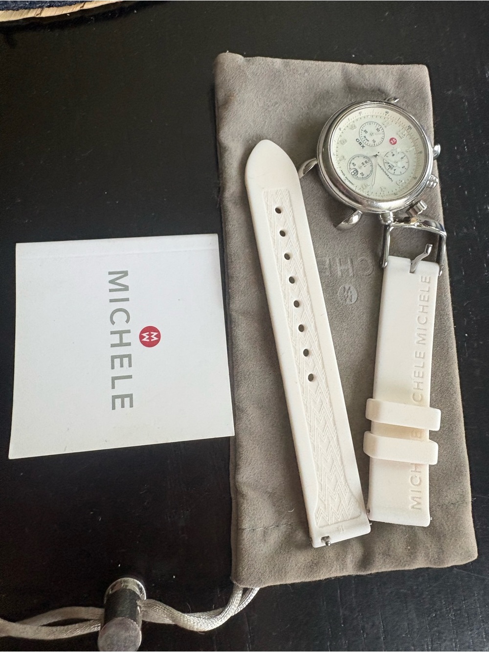 Michele mother pearl Stainless Steel chronograph Watch. Read description .